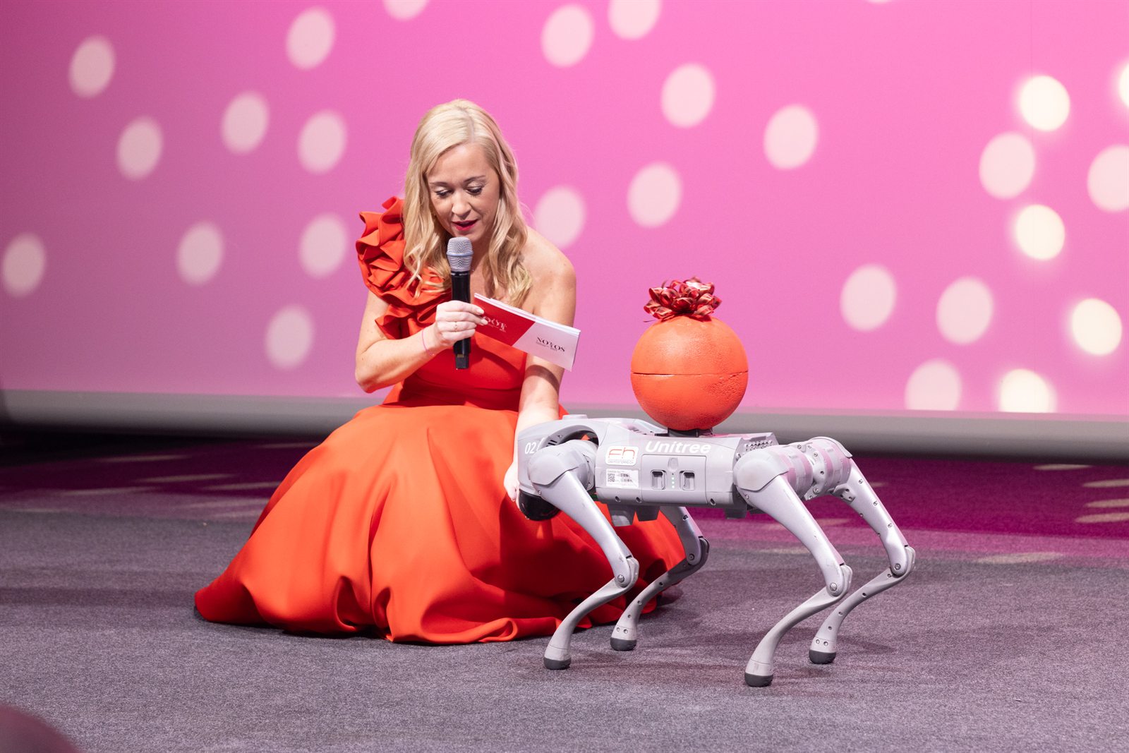 Auf der Bühne mit einem Roboterhund